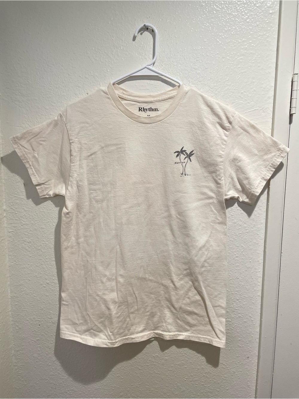 Rhythm Mens M Cream Hawaiian Islands Map Graphic T Shirt Off White Surf Tee